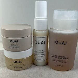 Ouai Travel Kit- Thick Hair Masque, Scrub, Leave-In and Detox Shampoo